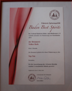 Auszeichnung Baden Best Spirits