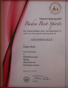 Goldmedaille der Riedbrennerei Roth