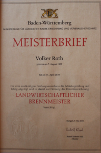 Meisterbrief von Volker Roth