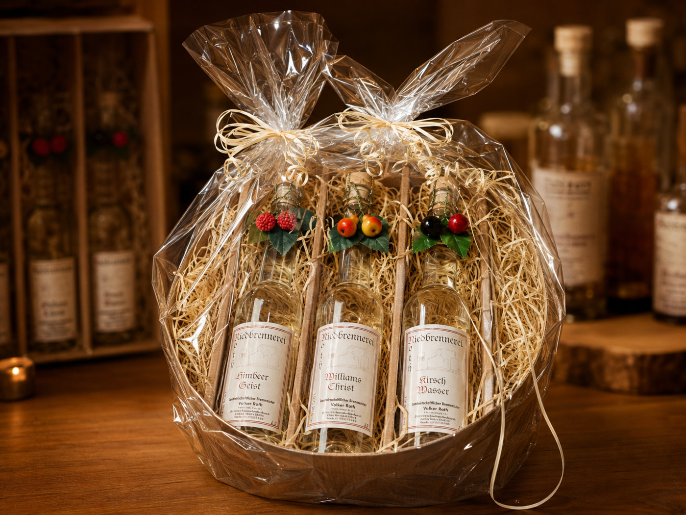 Geschenkkorb der Riedbrennerei Roth